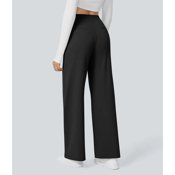 Halara High Waist Straight Leg Work Pants Stretch Comfort Black Medium Regular - Picture 1 of 7